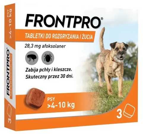 Frontpro tabletid kirpude ja puukide vastu koertele (>4-10 kg), 3x 28,3 mg